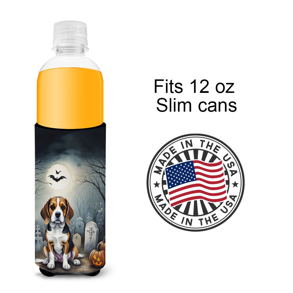 Beagle Spooky Halloween Slim Can Hugger , Insulated Foam Hugger for 12 oz Slim Cans, Beer Bottles & Water Bottles, Printed in USA