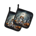 Beagle Spooky Halloween Pot Holder Set of 2 Heat Resistant Quilted Hot Pads 7.5 x 7.5 Inch, Insulated Kitchen Trivets for Cooking & Baking