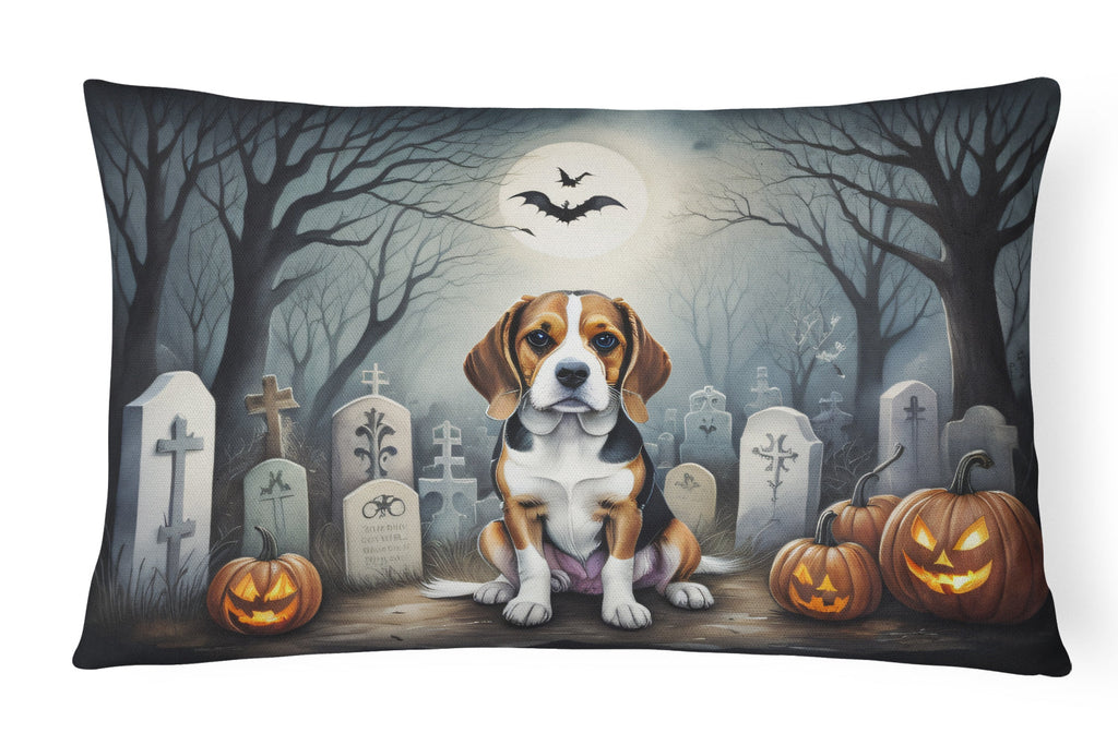 Beagle Spooky Halloween Decorative Throw Pillow 12x16 Indoor Outdoor Accent Cushion, Fabric Cover with Insert for Sofa, Bed, Porch & Living Room
