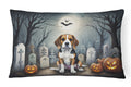 Beagle Spooky Halloween Decorative Throw Pillow 12x16 Indoor Outdoor Accent Cushion, Fabric Cover with Insert for Sofa, Bed, Porch & Living Room