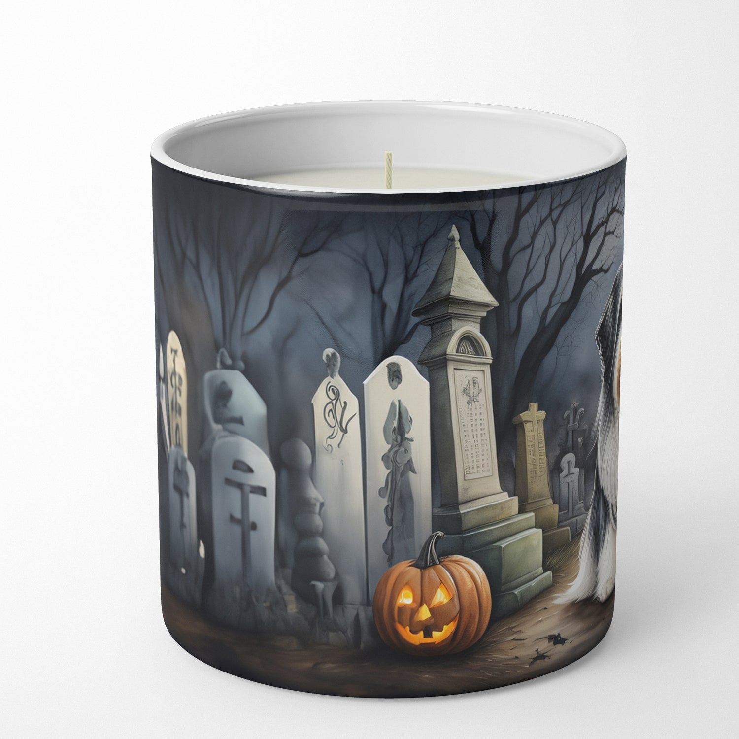 Bearded Collie Spooky Halloween Decorative Soy Candle Nature Soy Wax Essential Oil Home Decor Ideal for Bedroom Kitchen Bath Office Gift, 10 oz