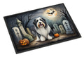 Bearded Collie Spooky Halloween Doormat Indoor Outdoor 24H X 36W Front Door Mat Rugs for Entryway, Non Slip Washable Low Pile,