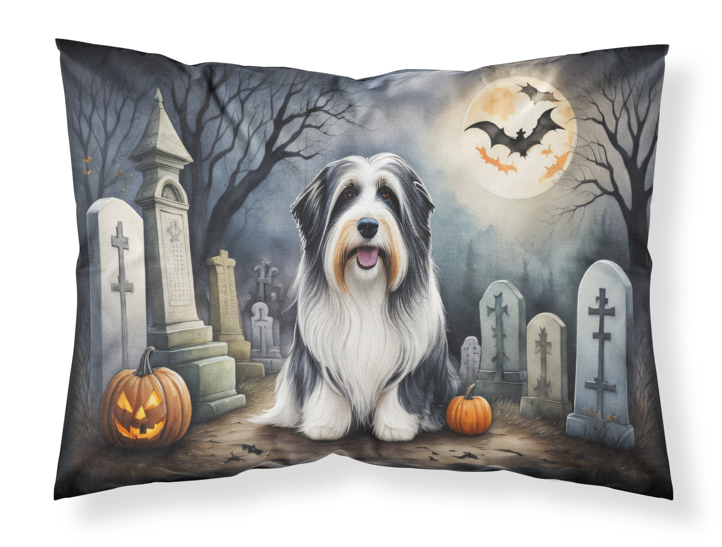 Bearded Collie Spooky Halloween Standard Pillowcase Lightweight Super Soft Easy Care Decorative Artwork Pillowcase, Standard