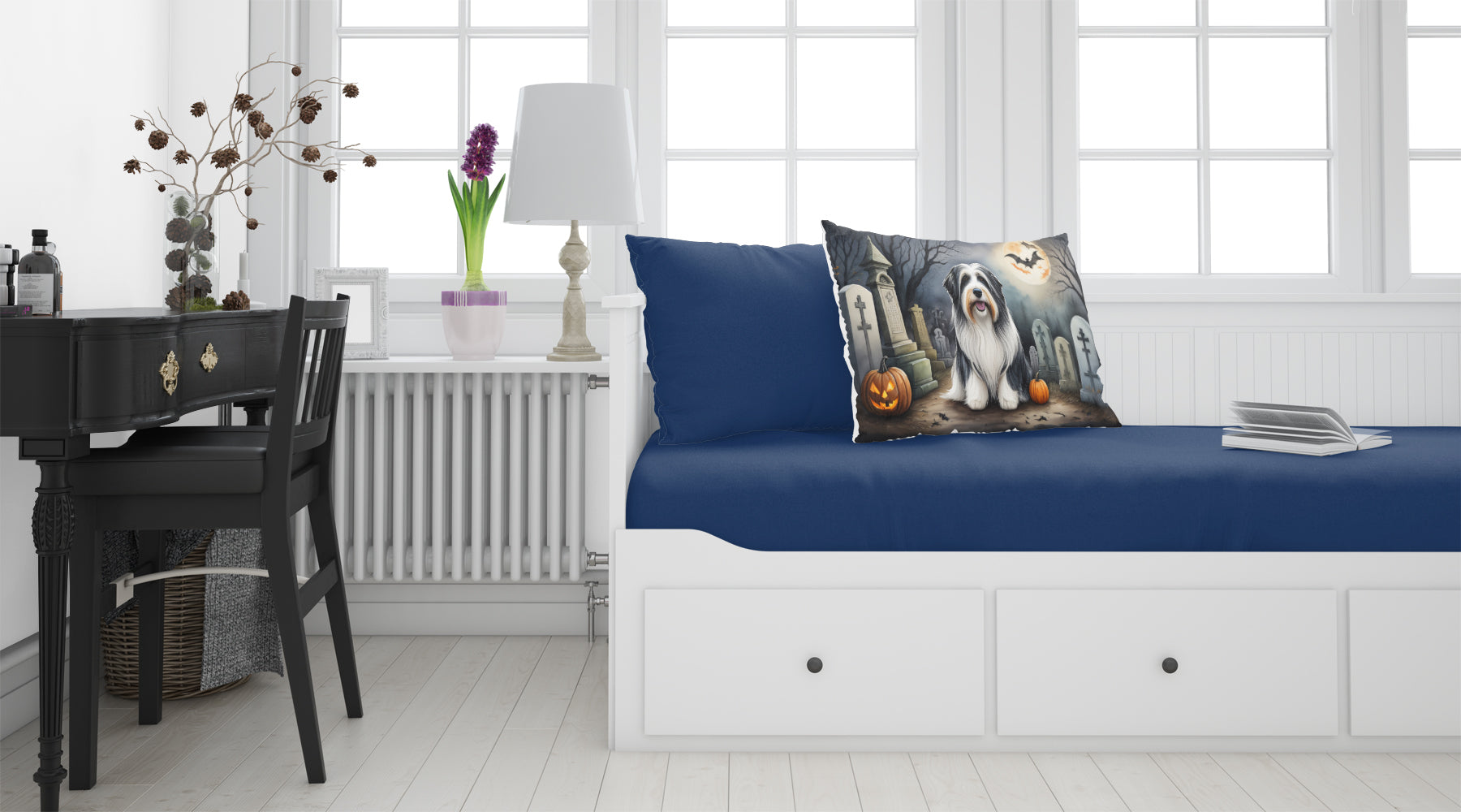 Bearded Collie Spooky Halloween Standard Pillowcase Lightweight Super Soft Easy Care Decorative Artwork Pillowcase, Standard