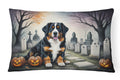 Bernese Mountain Dog Spooky Halloween Decorative Throw Pillow 12x16 Indoor Outdoor Accent Cushion, Fabric Cover with Insert for Sofa, Bed, Porch & Living Room