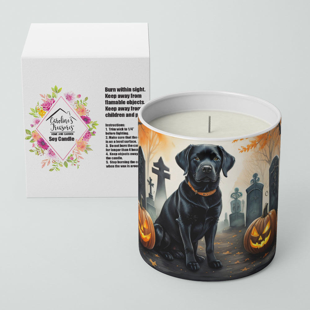 Black Labrador Retriever Spooky Halloween Decorative Soy Candle Nature Soy Wax Essential Oil Home Decor Ideal for Bedroom Kitchen Bath Office Gift, 10 oz