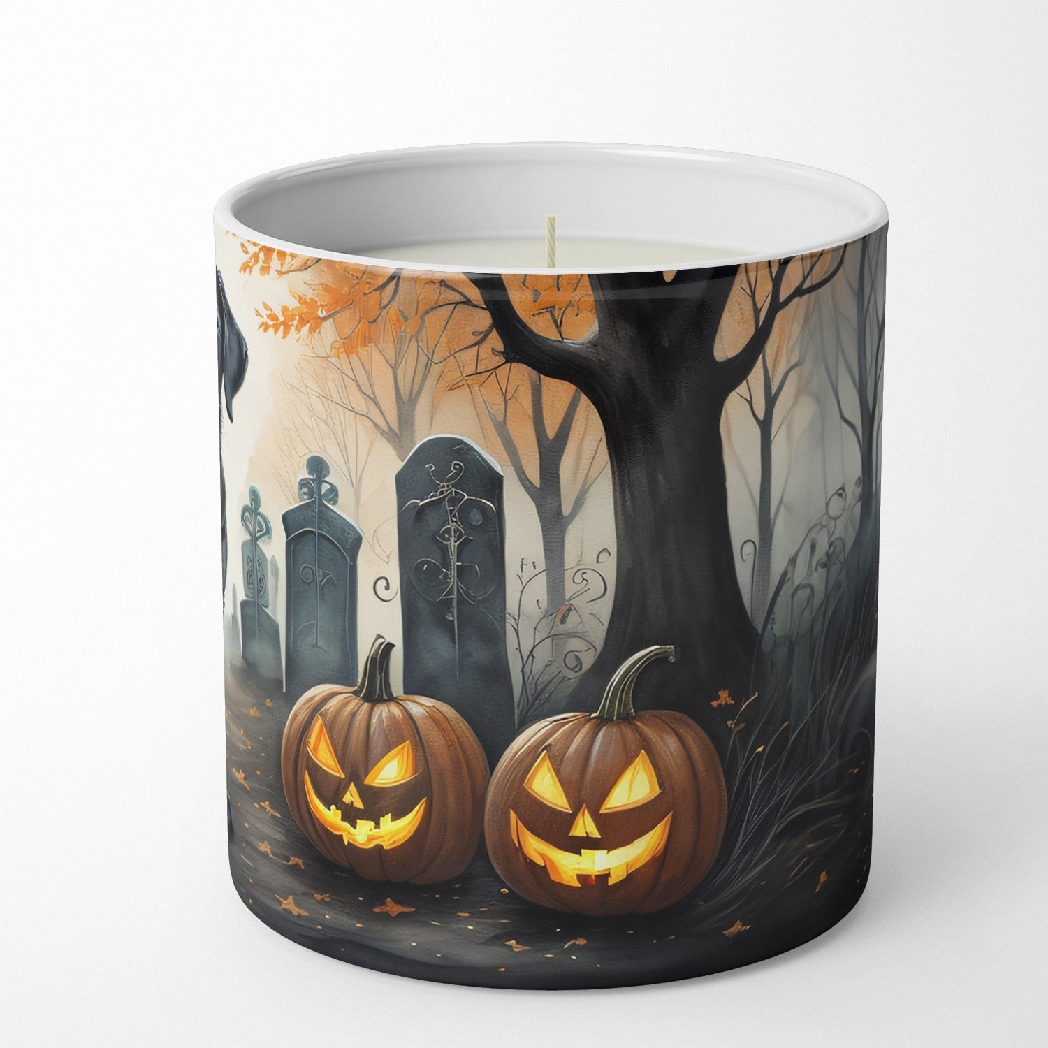 Black Labrador Retriever Spooky Halloween Decorative Soy Candle Nature Soy Wax Essential Oil Home Decor Ideal for Bedroom Kitchen Bath Office Gift, 10 oz