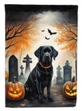 Black Labrador Retriever Spooky Halloween House Flag 28x40 Porch Sleeve Pole Decorative Outside Yard Banner Artwork Wall Hanging, Polyester
