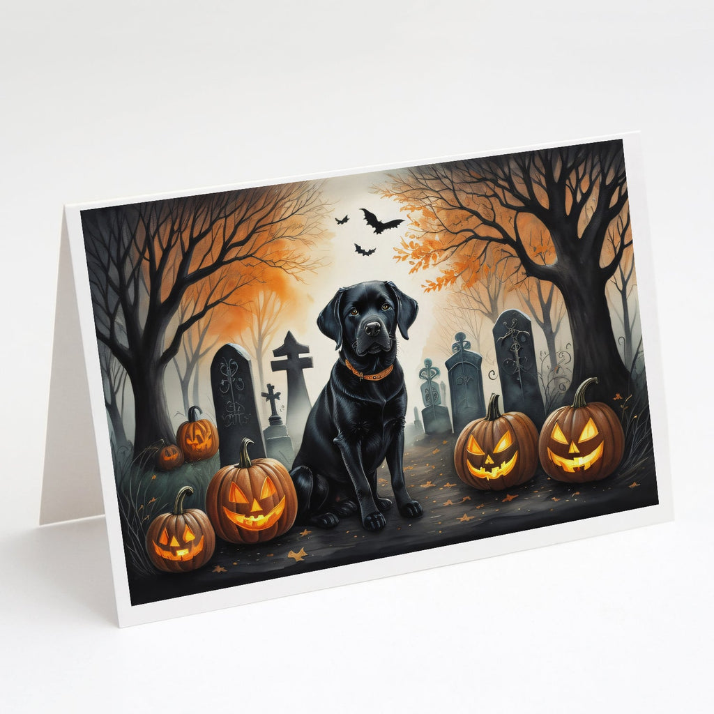 Black Labrador Retriever Spooky Halloween Greeting Cards Pack of 8 Blank Cards with Envelopes Whimsical A7 Size 5x7