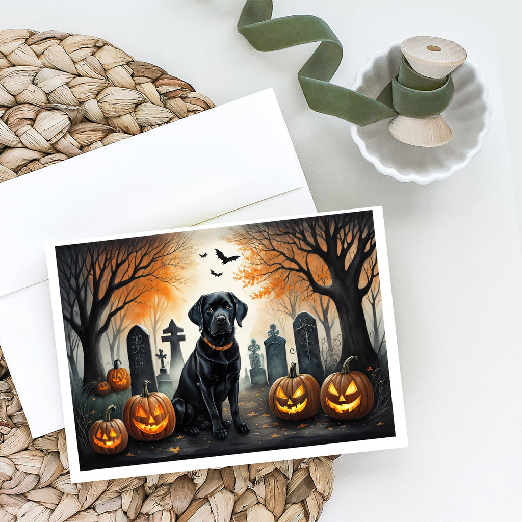 Black Labrador Retriever Spooky Halloween Greeting Cards Pack of 8 Blank Cards with Envelopes Whimsical A7 Size 5x7