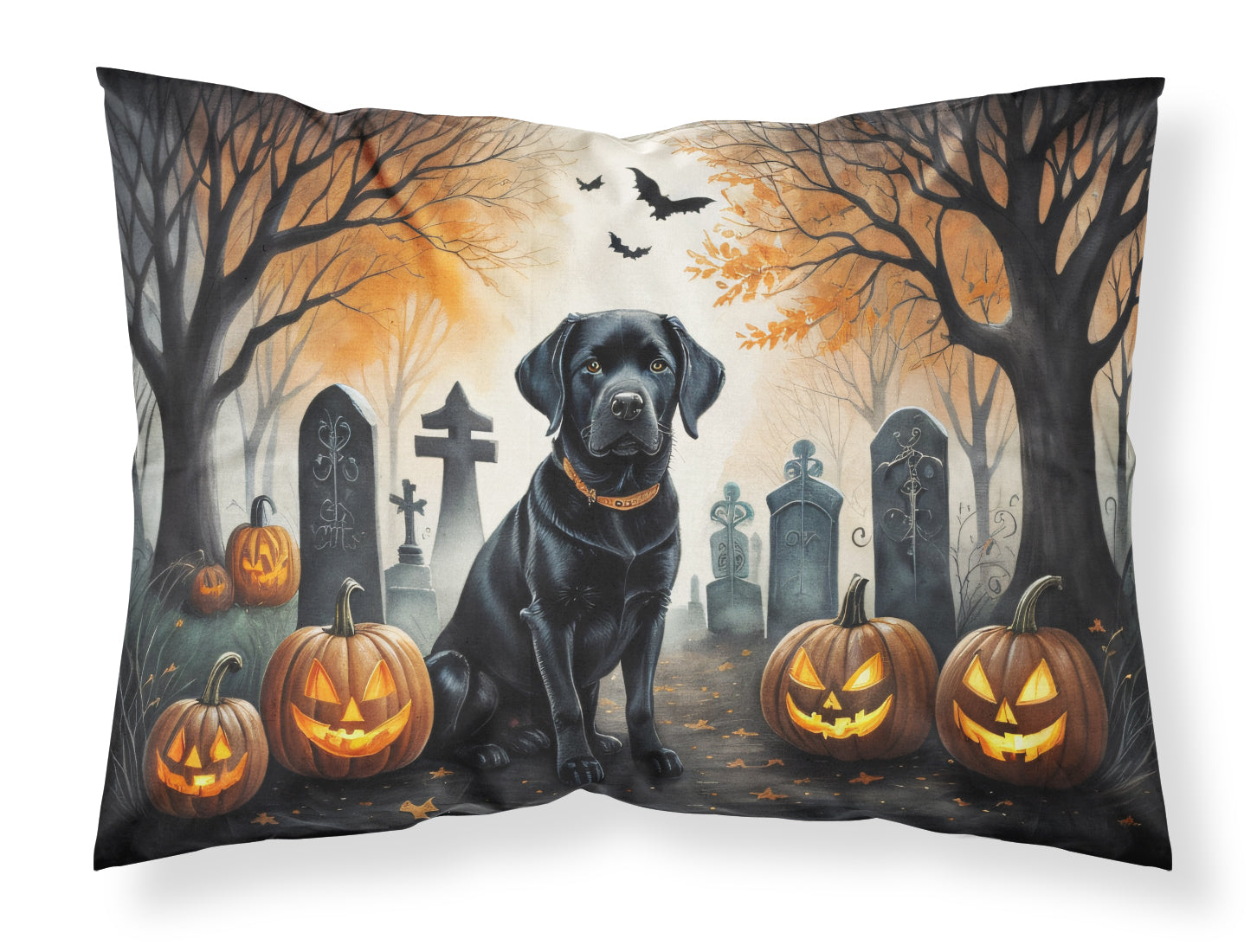 Black Labrador Retriever Spooky Halloween Standard Pillowcase Lightweight Super Soft Easy Care Decorative Artwork Pillowcase, Standard