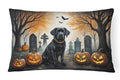 Black Labrador Retriever Spooky Halloween Decorative Throw Pillow 12x16 Indoor Outdoor Accent Cushion, Fabric Cover with Insert for Sofa, Bed, Porch & Living Room
