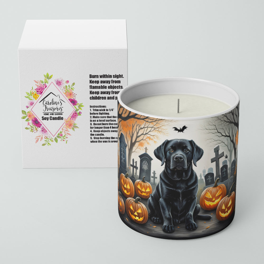 Black Labrador Retriever Spooky Halloween Decorative Soy Candle Nature Soy Wax Essential Oil Home Decor Ideal for Bedroom Kitchen Bath Office Gift, 10 oz