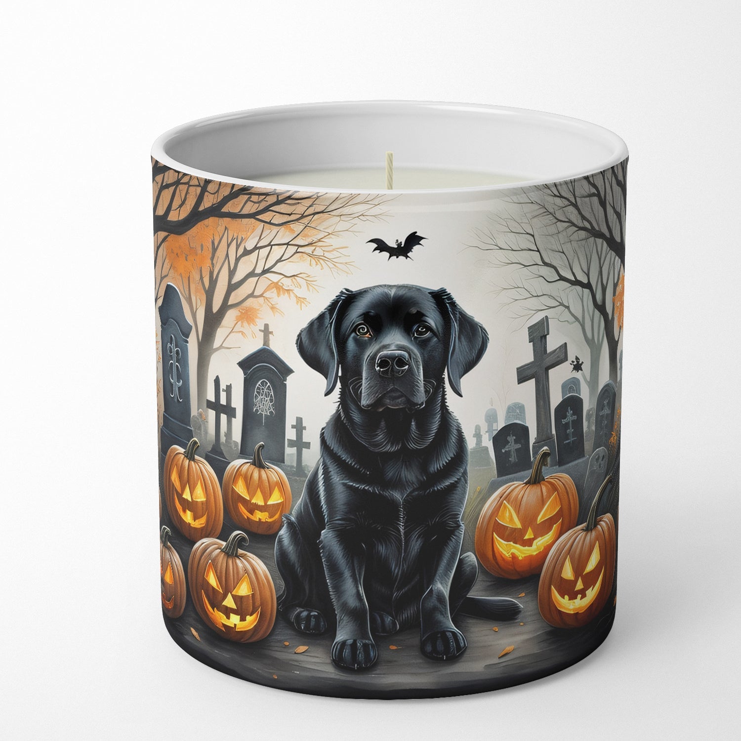 Black Labrador Retriever Spooky Halloween Decorative Soy Candle Nature Soy Wax Essential Oil Home Decor Ideal for Bedroom Kitchen Bath Office Gift, 10 oz