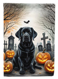 Black Labrador Retriever Spooky Halloween House Flag 28x40 Porch Sleeve Pole Decorative Outside Yard Banner Artwork Wall Hanging, Polyester
