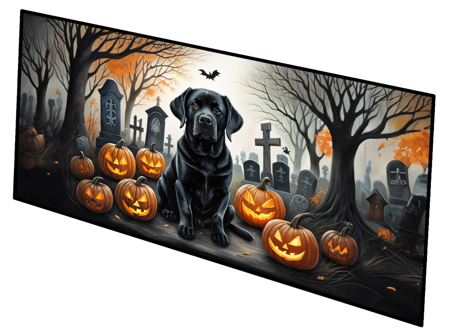 Black Labrador Retriever Spooky Halloween Runner Mat 28x58 Front Door Mat Indoor Outdoor Rugs for Entryway Hallway Foyer Non Slip Washable Wide Doormat