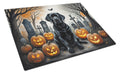 Black Labrador Retriever Spooky Halloween Cutting Board Tempered Glass Kitchen Cutting Surface, Heat Resistant Chopping, Non-Slip Feet, Food Prep & Serving