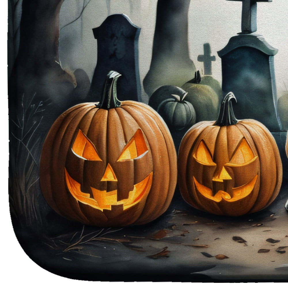 Bloodhound Spooky Halloween Dish Drying Mat Absorbent Dish Drying Mat Pad for Kitchen Counter Dish Drainer Mat for Countertop, 14 x 21", Multicolor