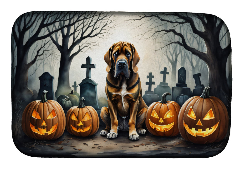 Bloodhound Spooky Halloween Dish Drying Mat Absorbent Dish Drying Mat Pad for Kitchen Counter Dish Drainer Mat for Countertop, 14 x 21", Multicolor