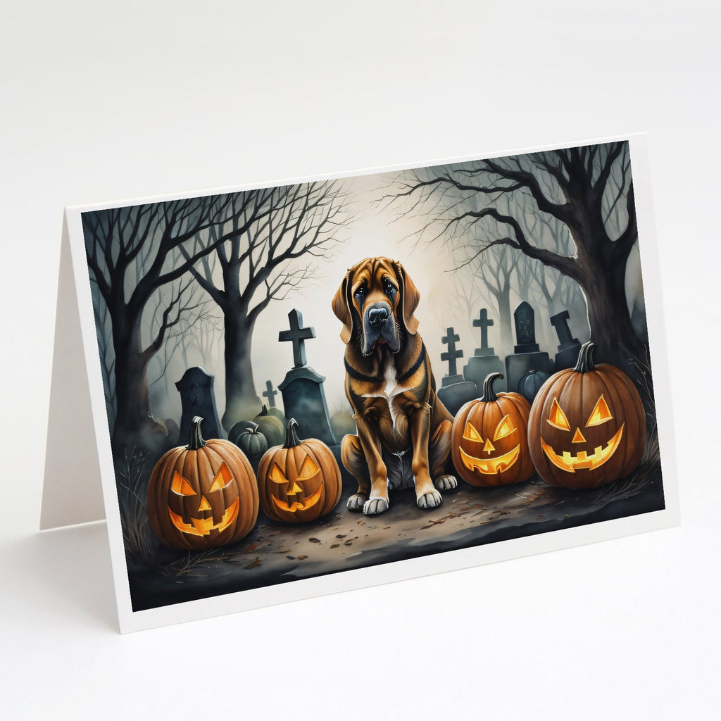 Bloodhound Spooky Halloween Greeting Cards Pack of 8 Blank Cards with Envelopes Whimsical A7 Size 5x7
