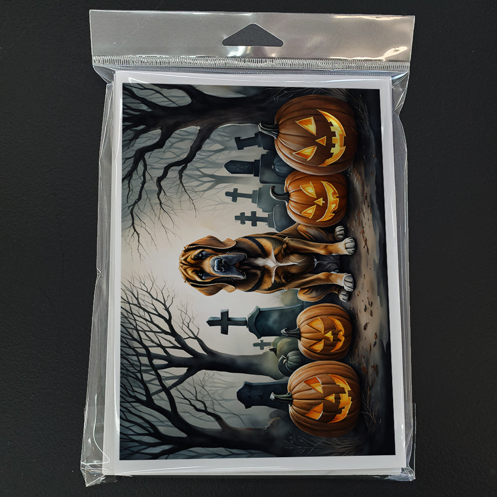 Bloodhound Spooky Halloween Greeting Cards Pack of 8 Blank Cards with Envelopes Whimsical A7 Size 5x7