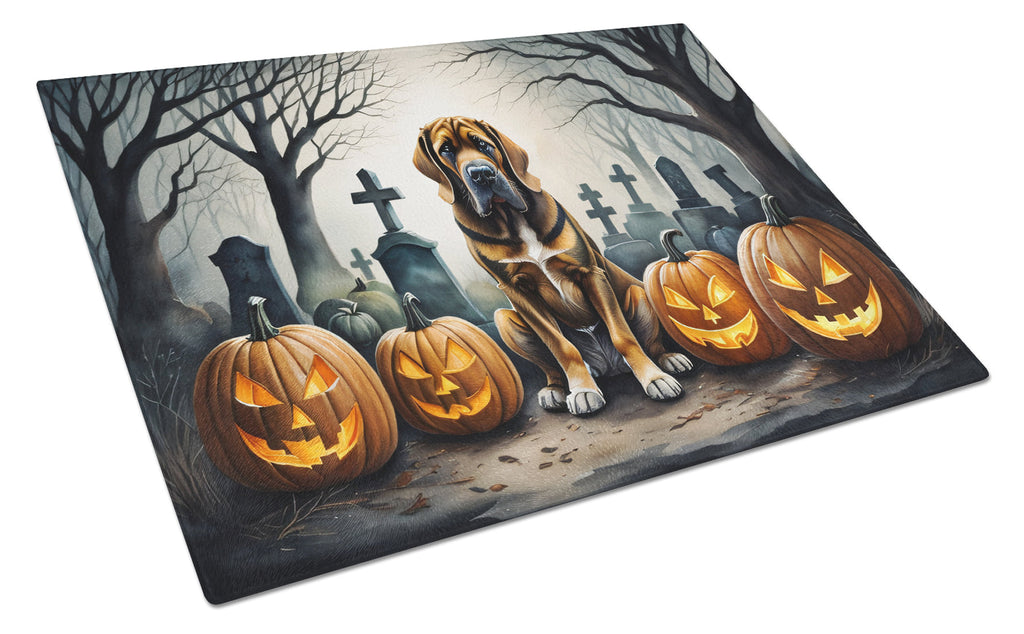 Bloodhound Spooky Halloween Cutting Board Tempered Glass Kitchen Cutting Surface, Heat Resistant Chopping, Non-Slip Feet, Food Prep & Serving
