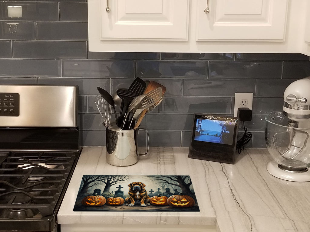 Bloodhound Spooky Halloween Cutting Board Tempered Glass Kitchen Cutting Surface, Heat Resistant Chopping, Non-Slip Feet, Food Prep & Serving