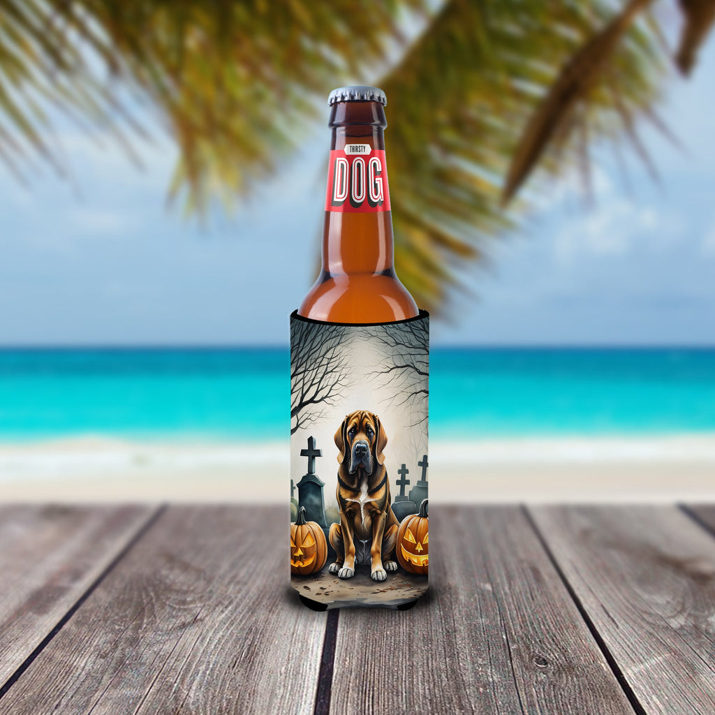 Bloodhound Spooky Halloween Slim Can Hugger , Insulated Foam Hugger for 12 oz Slim Cans, Beer Bottles & Water Bottles, Printed in USA