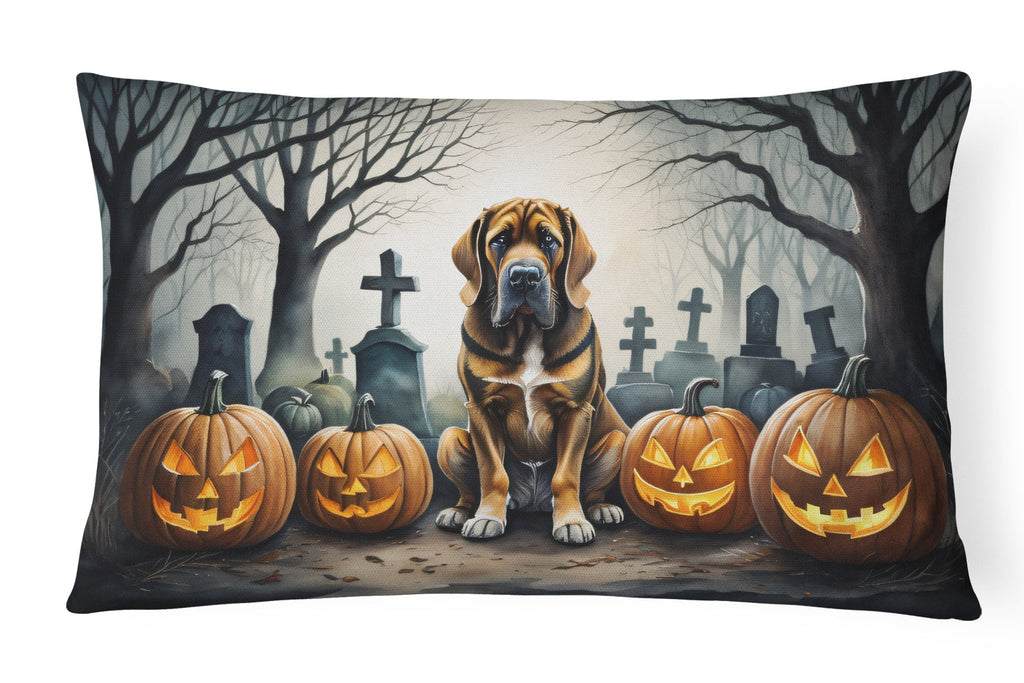 Bloodhound Spooky Halloween Decorative Throw Pillow 12x16 Indoor Outdoor Accent Cushion, Fabric Cover with Insert for Sofa, Bed, Porch & Living Room