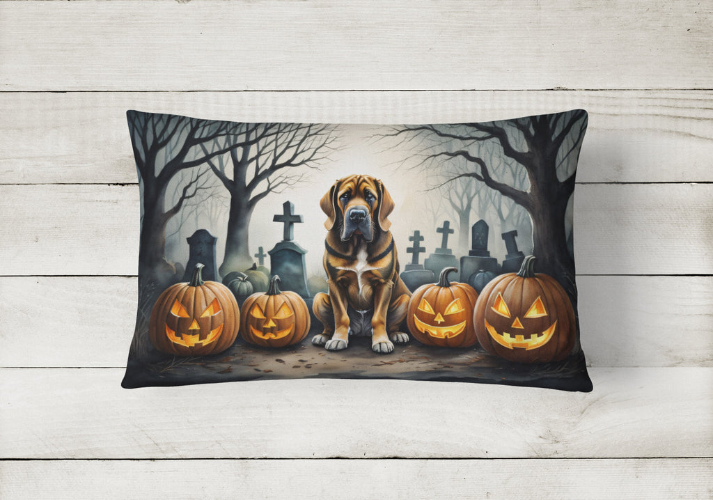 Bloodhound Spooky Halloween Decorative Throw Pillow 12x16 Indoor Outdoor Accent Cushion, Fabric Cover with Insert for Sofa, Bed, Porch & Living Room
