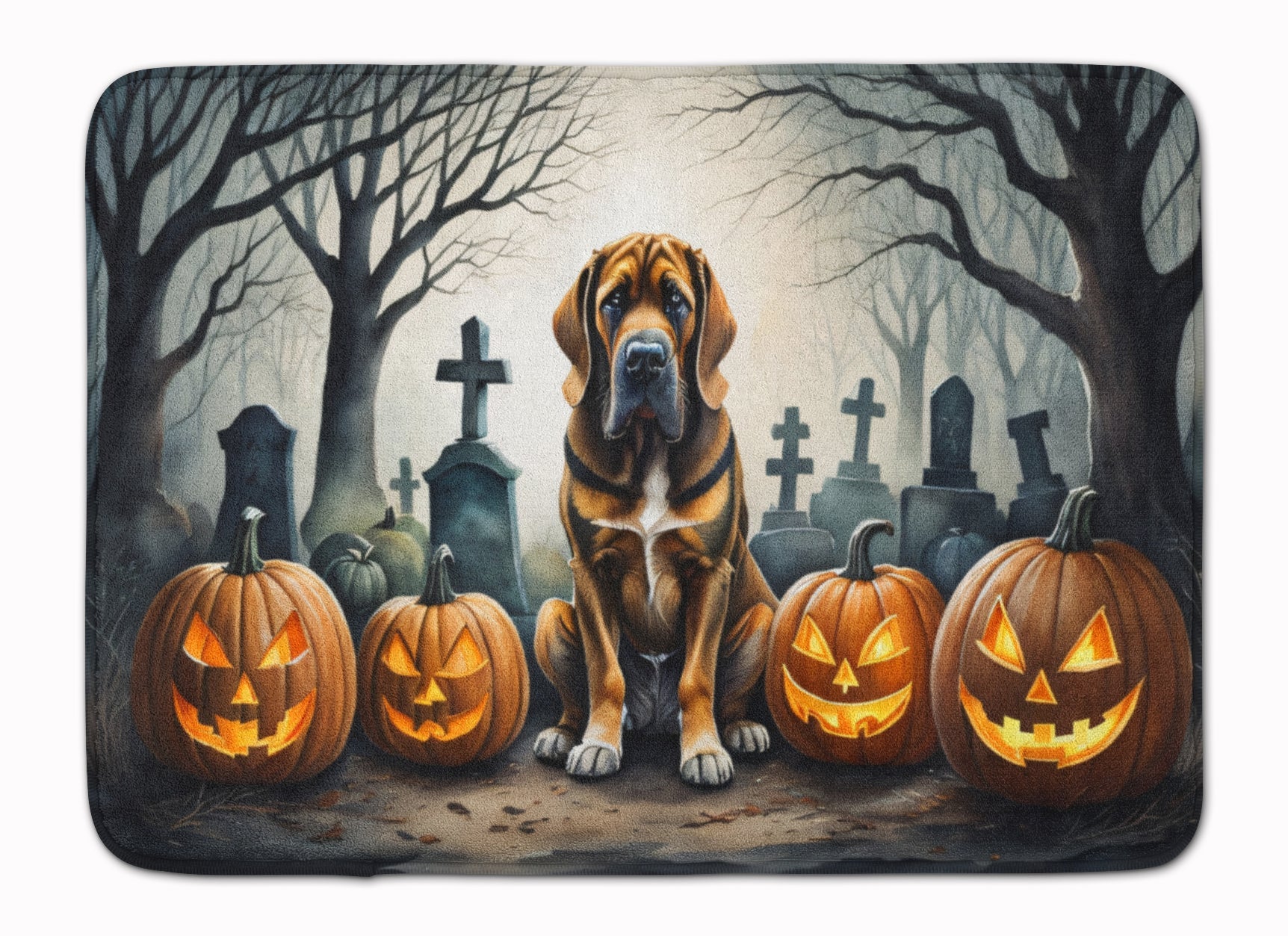 Bloodhound Spooky Halloween Memory Foam Kitchen Mat Machine Washable Anti-Fatigue Cushion Comfort Bath or Kitchen Rug