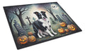 Border Collie Spooky Halloween Cutting Board Tempered Glass Kitchen Cutting Surface, Heat Resistant Chopping, Non-Slip Feet, Food Prep & Serving