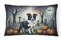 Border Collie Spooky Halloween Decorative Throw Pillow 12x16 Indoor Outdoor Accent Cushion, Fabric Cover with Insert for Sofa, Bed, Porch & Living Room