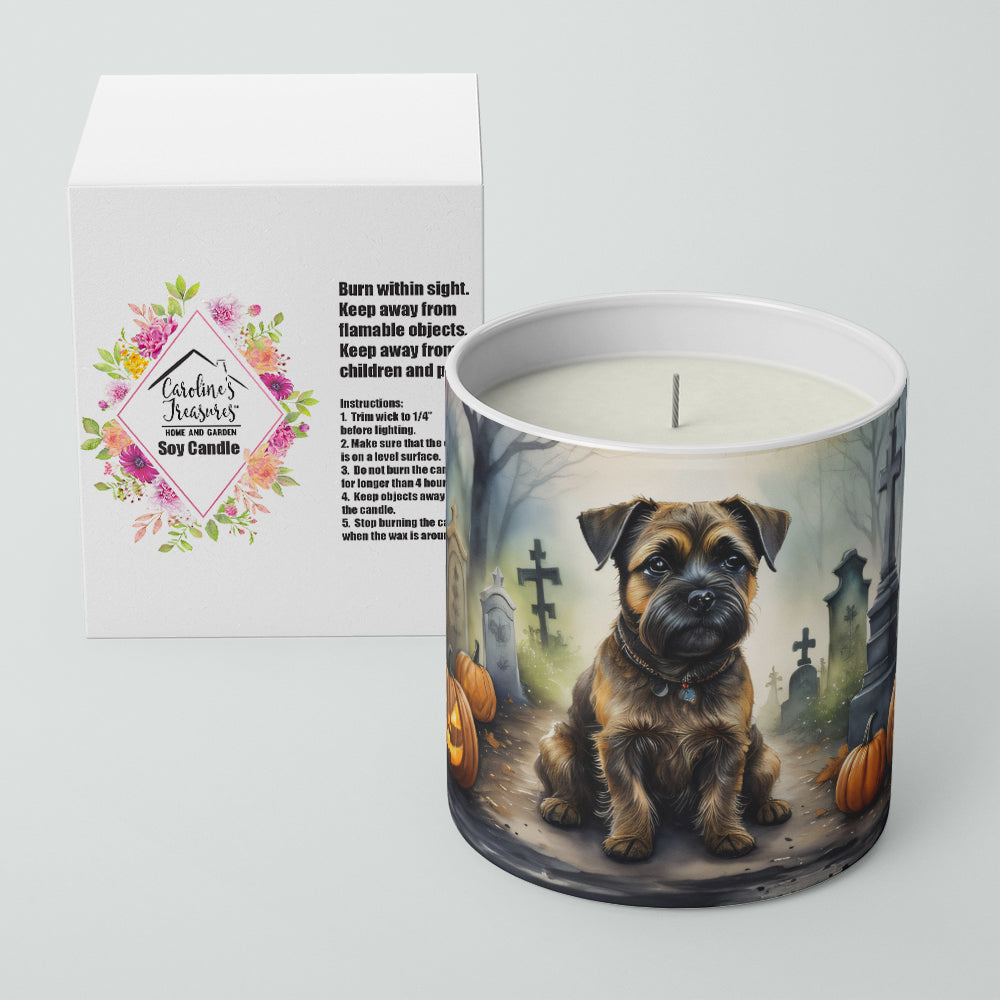 Border Terrier Spooky Halloween Decorative Soy Candle Nature Soy Wax Essential Oil Home Decor Ideal for Bedroom Kitchen Bath Office Gift, 10 oz