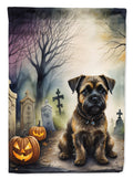 Border Terrier Spooky Halloween House Flag 28x40 Porch Sleeve Pole Decorative Outside Yard Banner Artwork Wall Hanging, Polyester