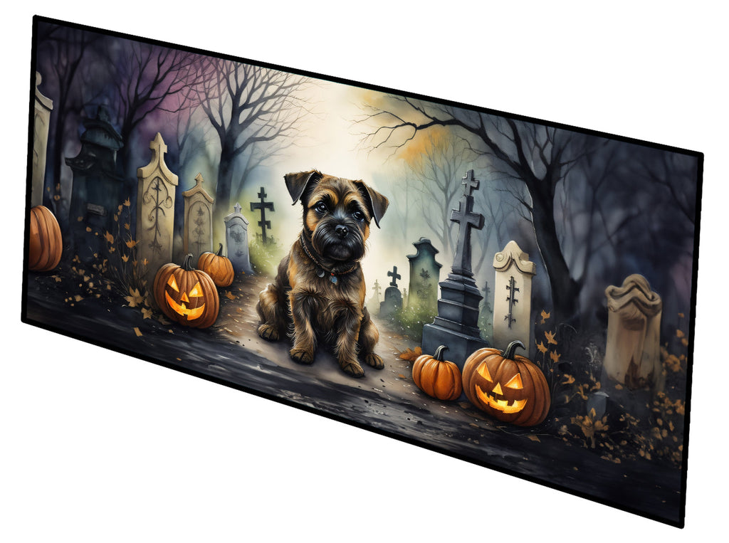 Border Terrier Spooky Halloween Runner Mat 28x58 Front Door Mat Indoor Outdoor Rugs for Entryway Hallway Foyer Non Slip Washable Wide Doormat