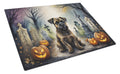 Border Terrier Spooky Halloween Cutting Board Tempered Glass Kitchen Cutting Surface, Heat Resistant Chopping, Non-Slip Feet, Food Prep & Serving