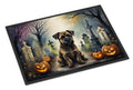 Border Terrier Spooky Halloween Doormat Indoor Outdoor 18H X 27W Front Door Mat Rugs for Entryway, Non Slip Washable