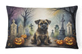Border Terrier Spooky Halloween Decorative Throw Pillow 12x16 Indoor Outdoor Accent Cushion, Fabric Cover with Insert for Sofa, Bed, Porch & Living Room