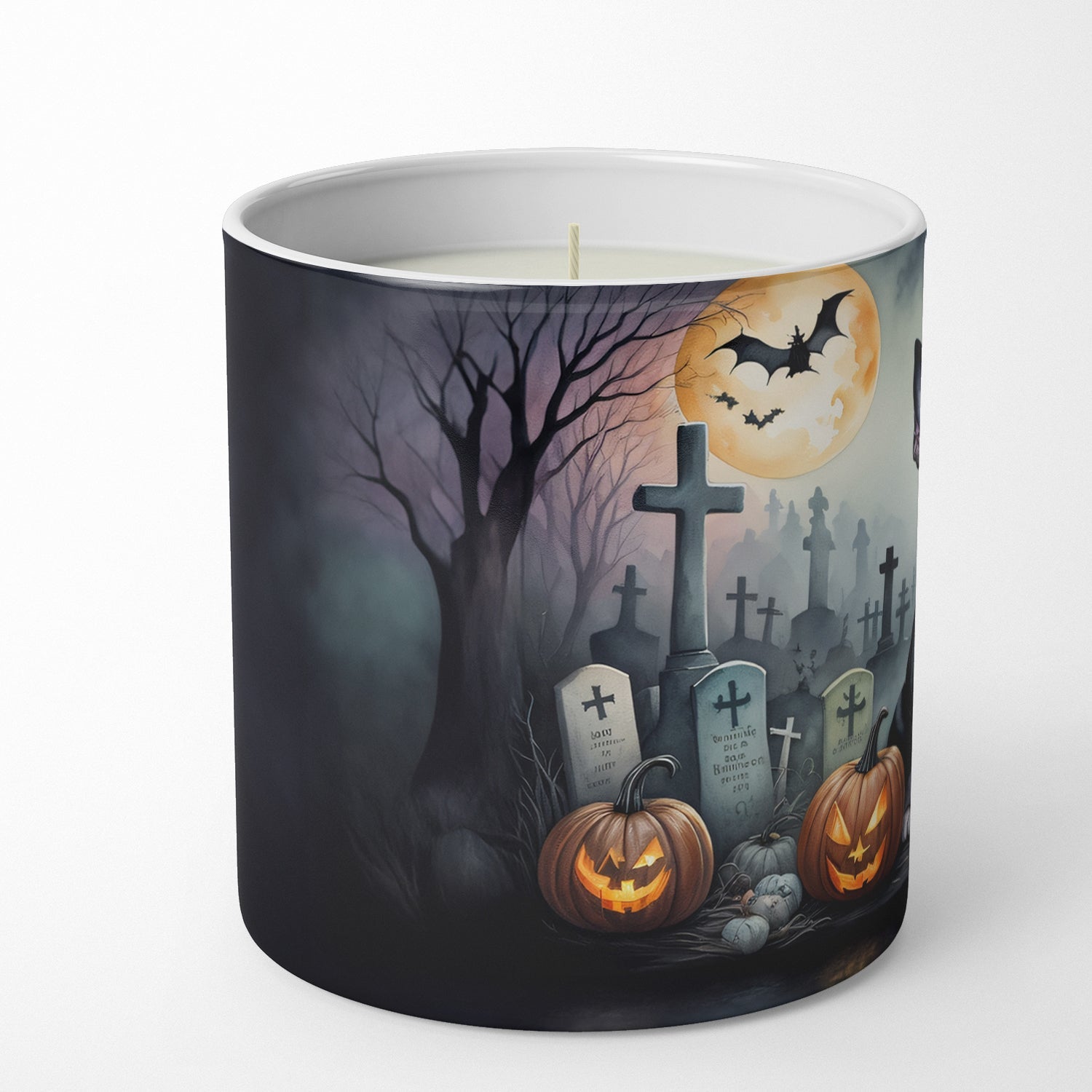 Boston Terrier Spooky Halloween Decorative Soy Candle Nature Soy Wax Essential Oil Home Decor Ideal for Bedroom Kitchen Bath Office Gift, 10 oz