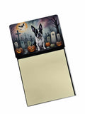 Boston Terrier Spooky Halloween Watercolor Sticky Note Holder Refillable Dispenser Desk Accessory 3x3 Pad Gift