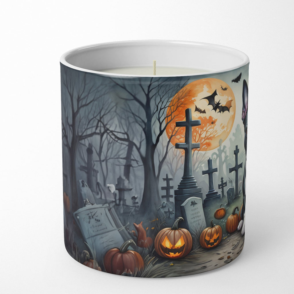 Boston Terrier Spooky Halloween Decorative Soy Candle Nature Soy Wax Essential Oil Home Decor Ideal for Bedroom Kitchen Bath Office Gift, 10 oz