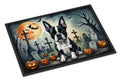 Boston Terrier Spooky Halloween Doormat Indoor Outdoor 24H X 36W Front Door Mat Rugs for Entryway, Non Slip Washable Low Pile,