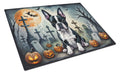 Boston Terrier Spooky Halloween Cutting Board Tempered Glass Kitchen Cutting Surface, Heat Resistant Chopping, Non-Slip Feet, Food Prep & Serving
