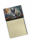 Boston Terrier Spooky Halloween Watercolor Sticky Note Holder Refillable Dispenser Desk Accessory 3x3 Pad Gift