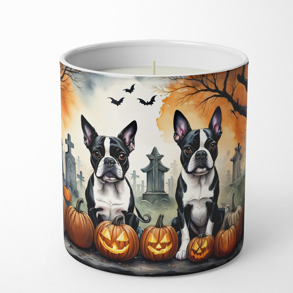 Boston Terrier Spooky Halloween Decorative Soy Candle Nature Soy Wax Essential Oil Home Decor Ideal for Bedroom Kitchen Bath Office Gift, 10 oz