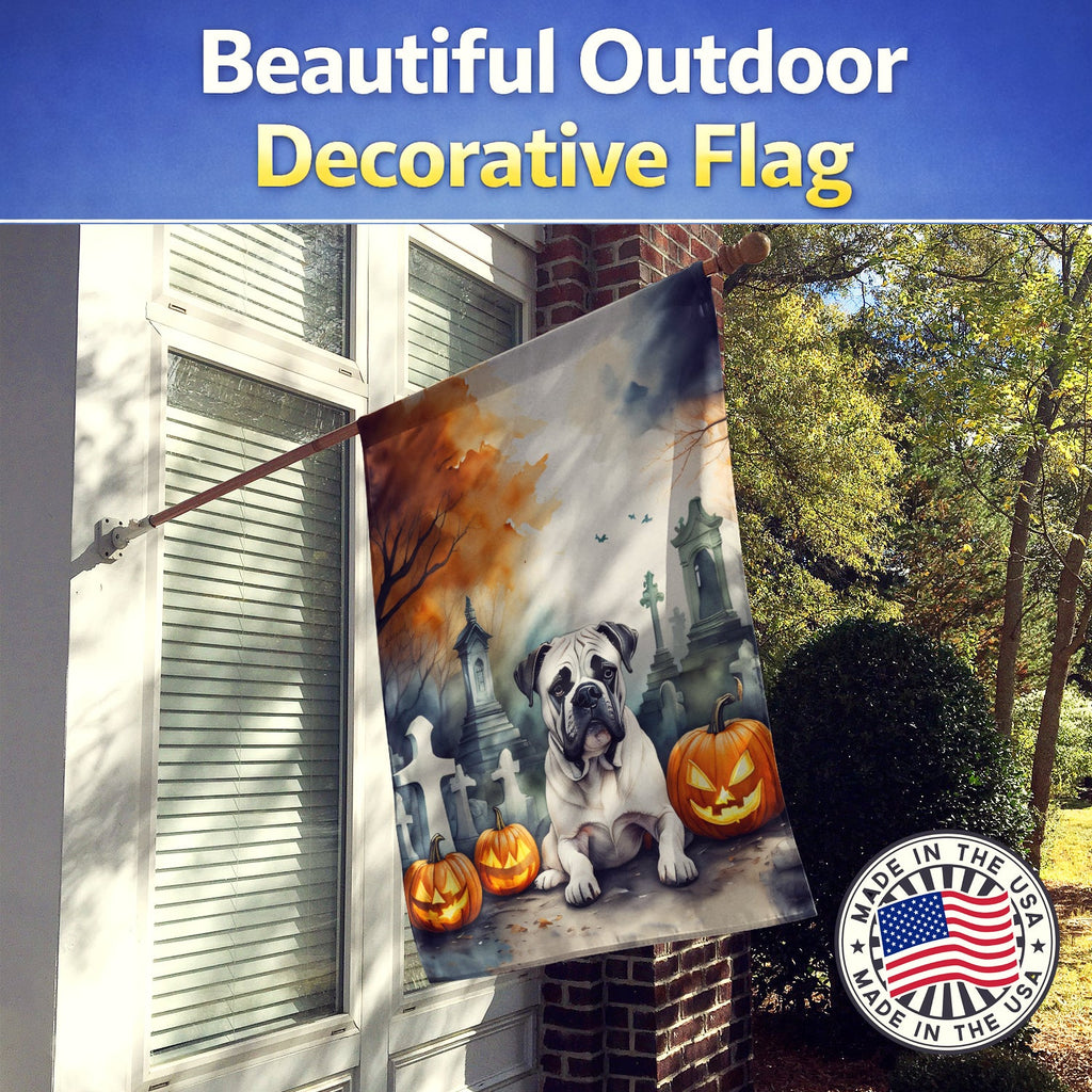Boxer Spooky Halloween House Flag 28x40 Porch Sleeve Pole Decorative Outside Yard Banner Artwork Wall Hanging, Polyester
