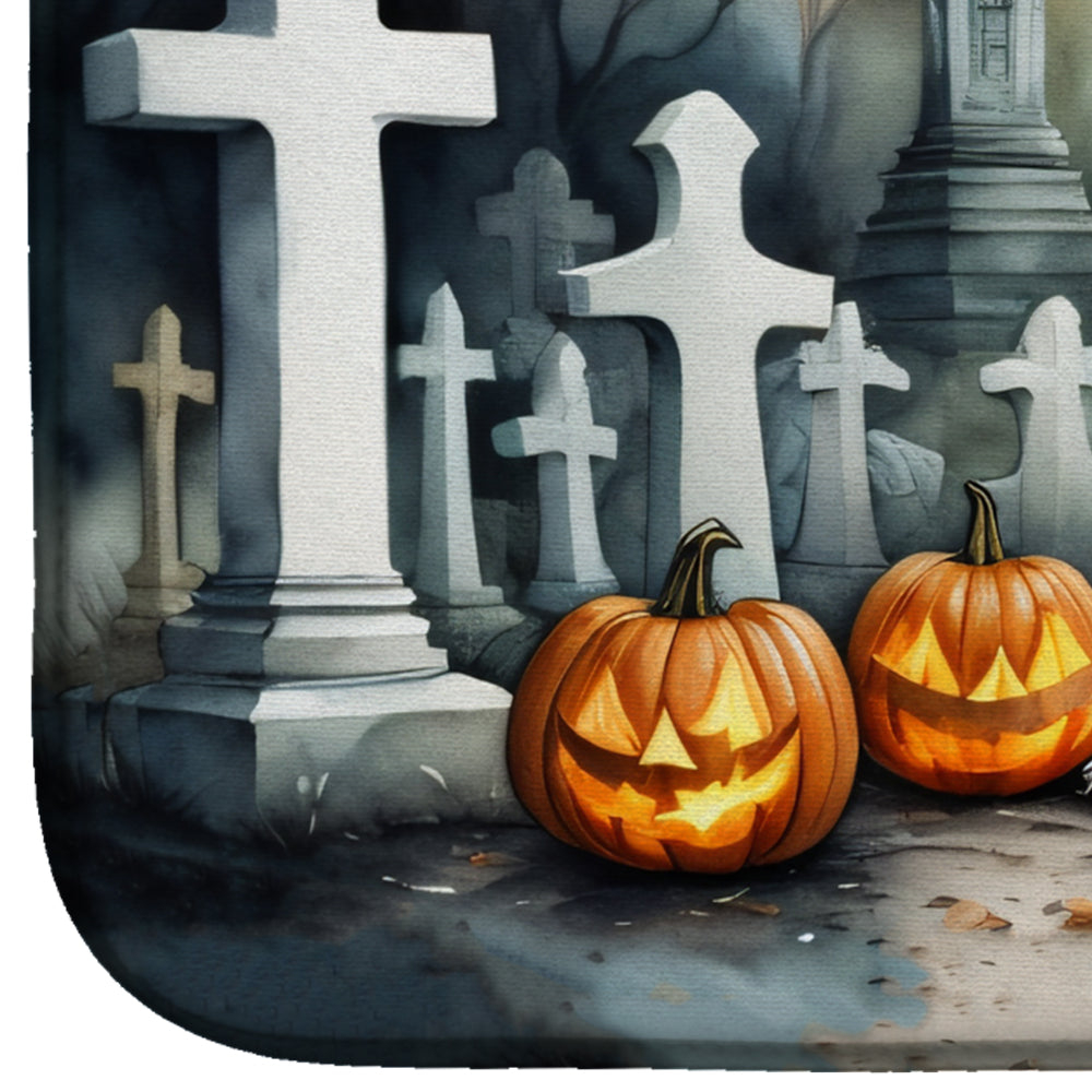 Boxer Spooky Halloween Dish Drying Mat Absorbent Dish Drying Mat Pad for Kitchen Counter Dish Drainer Mat for Countertop, 14 x 21", Multicolor