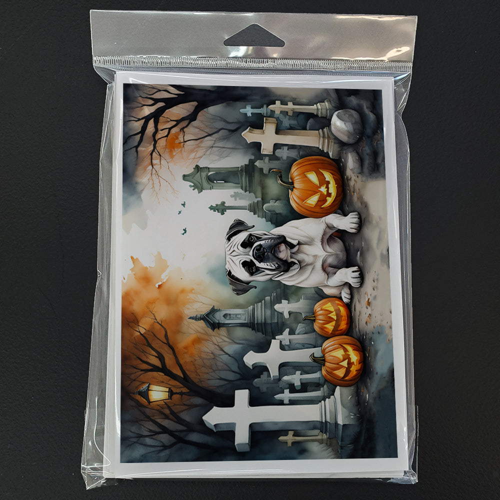 Boxer Spooky Halloween Greeting Cards Pack of 8 Blank Cards with Envelopes Whimsical A7 Size 5x7
