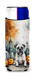 Boxer Spooky Halloween Slim Can Hugger , Insulated Foam Hugger for 12 oz Slim Cans, Beer Bottles & Water Bottles, Printed in USA